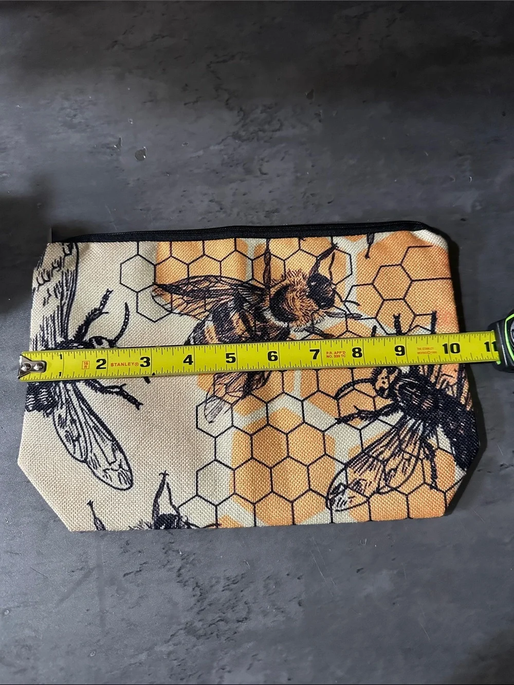 Yellow and Cream Bee Honeycomb Zip Pouch